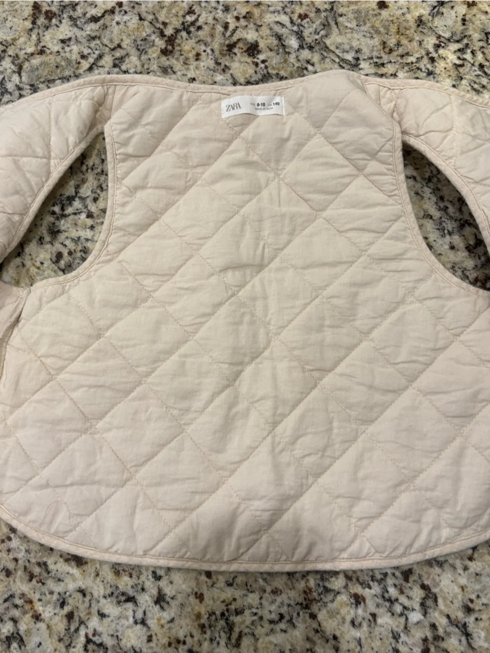 Zara Cream Embroidered Quilted Vest